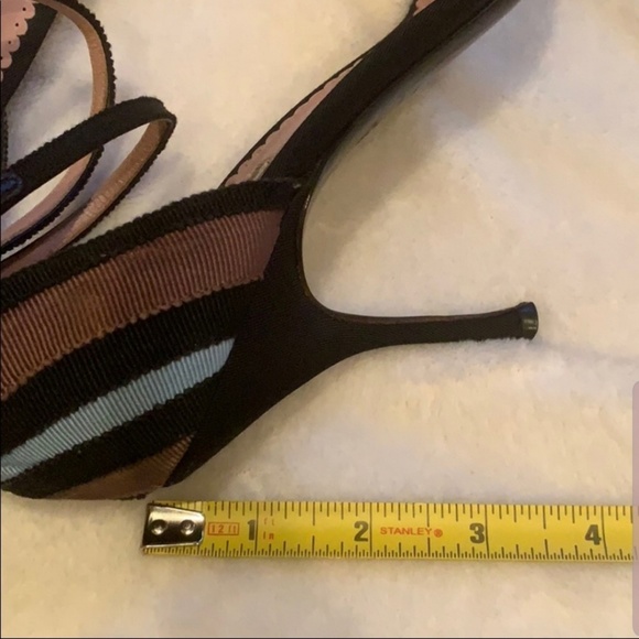 ๐ฏ Prada Striped Ankle Strap Heels - Picture 4 of 16